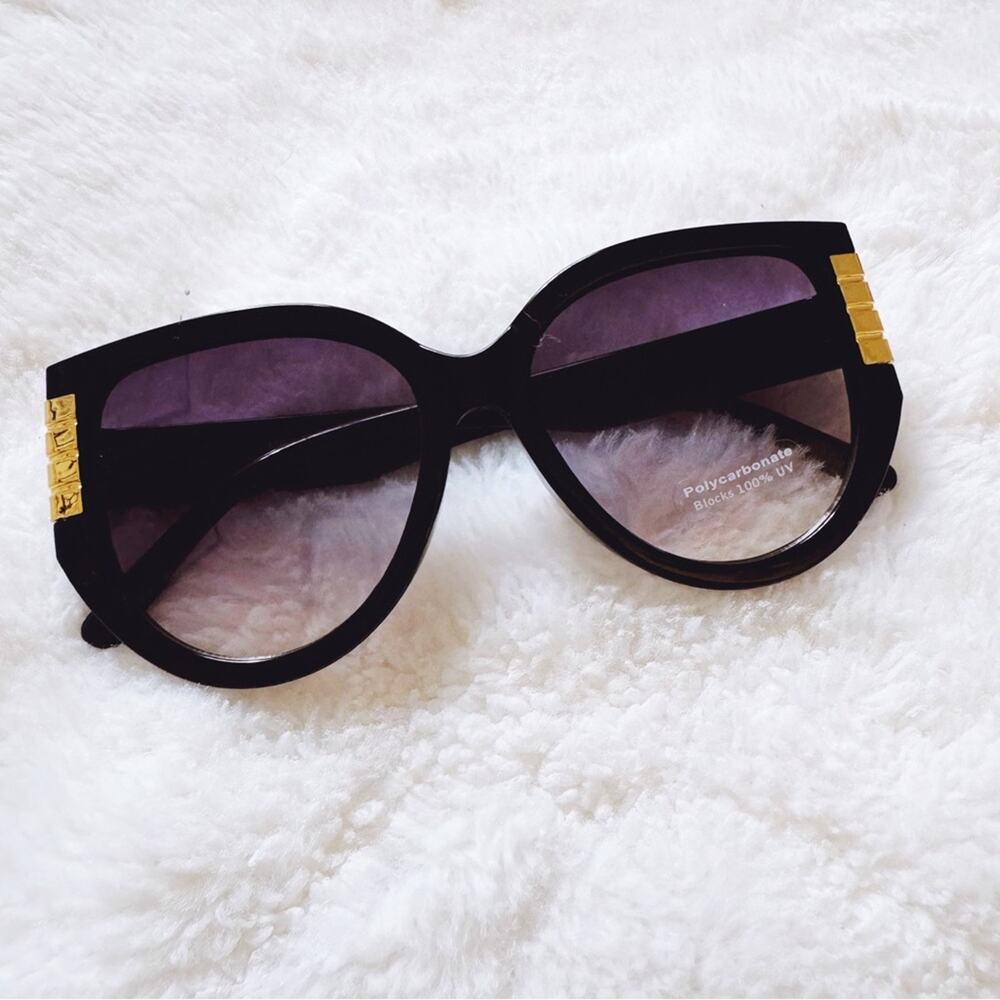 Rosy Black Cat Eye Oversized Sunglasses - Picture 5 of 10